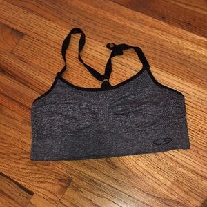 Gray sports bra
